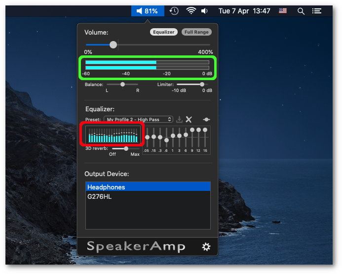 SpeakerAmp System Wide Amplifier and 3D Equalizer of MacOS Audio