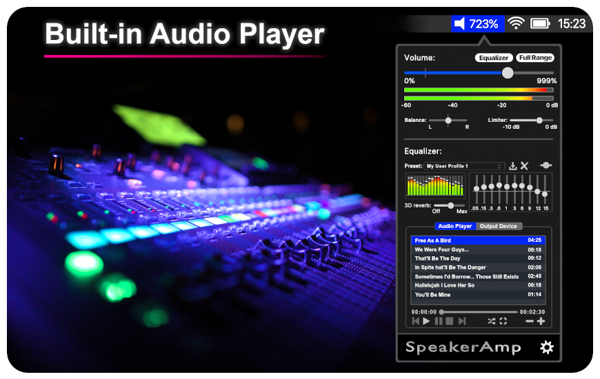 SpeakerAmp System Wide Amplifier and 3D Equalizer of MacOS Audio